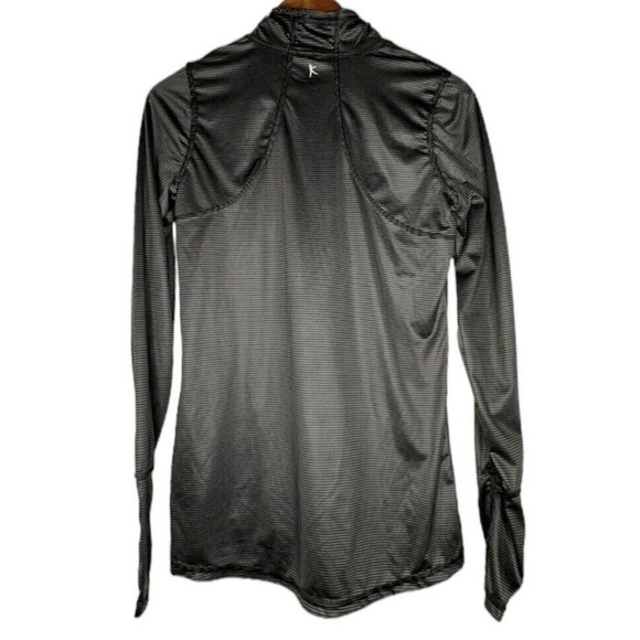 Danskin Now Semi-Fitted 1/4 Zip Black & Gray Striped Top Size M (8-10) - Picture 6 of 9